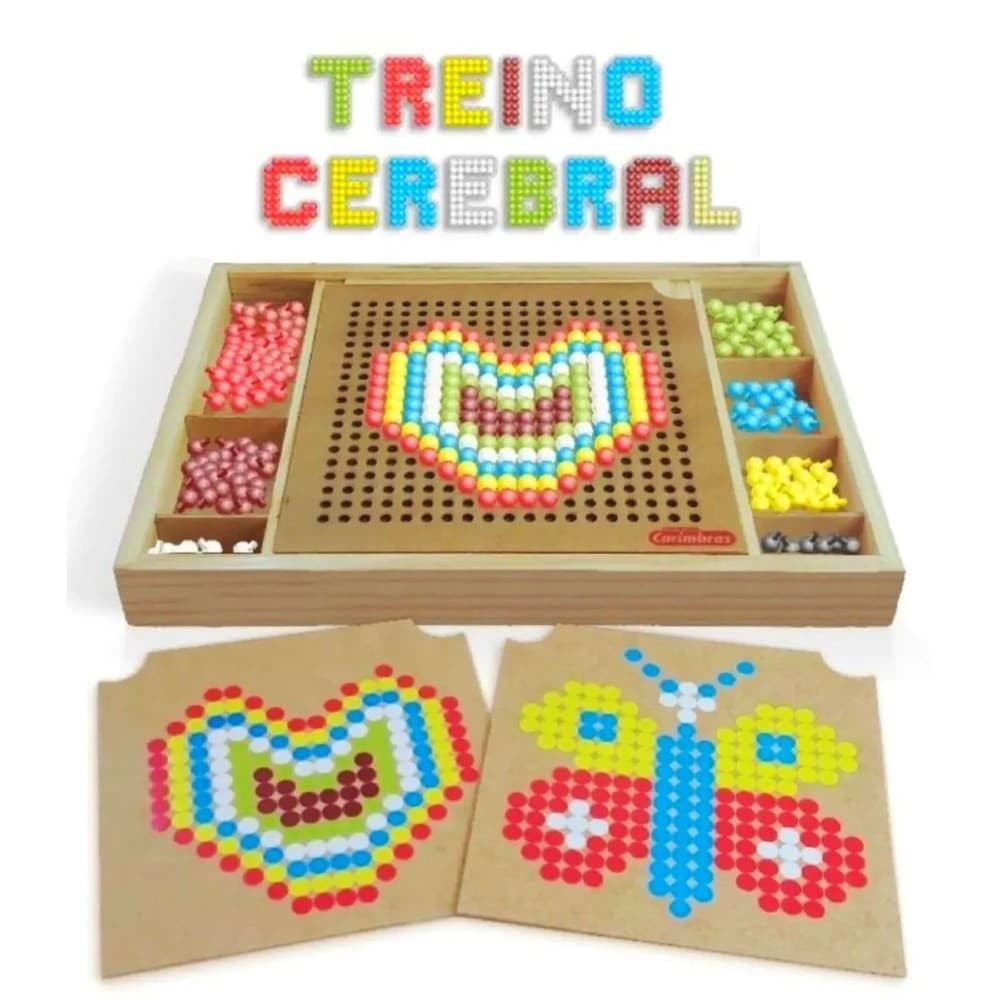 Brinquedo Educativo Treino Cerebral Coordenação Motora Fina Raciocínio Lógico Educativo Madeira Criatividade