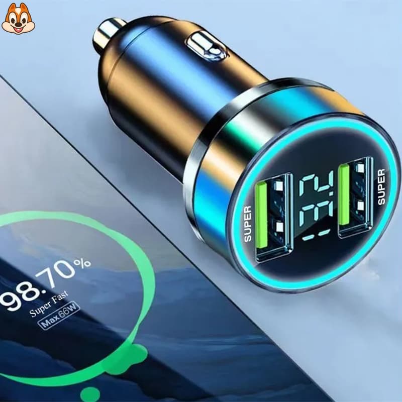 Carregador De Carro 240W Carregamento Rápido Adaptador De 2 Portas USB Para Carregadores De Celular Com Display Digital 