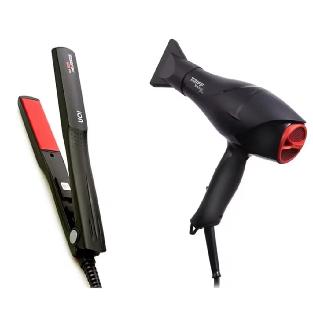 KIT TAIFF - SECADOR PROFISSIONAL BLACK ION 2000W 127V + PRANCHA RED ION 200°C BIV
