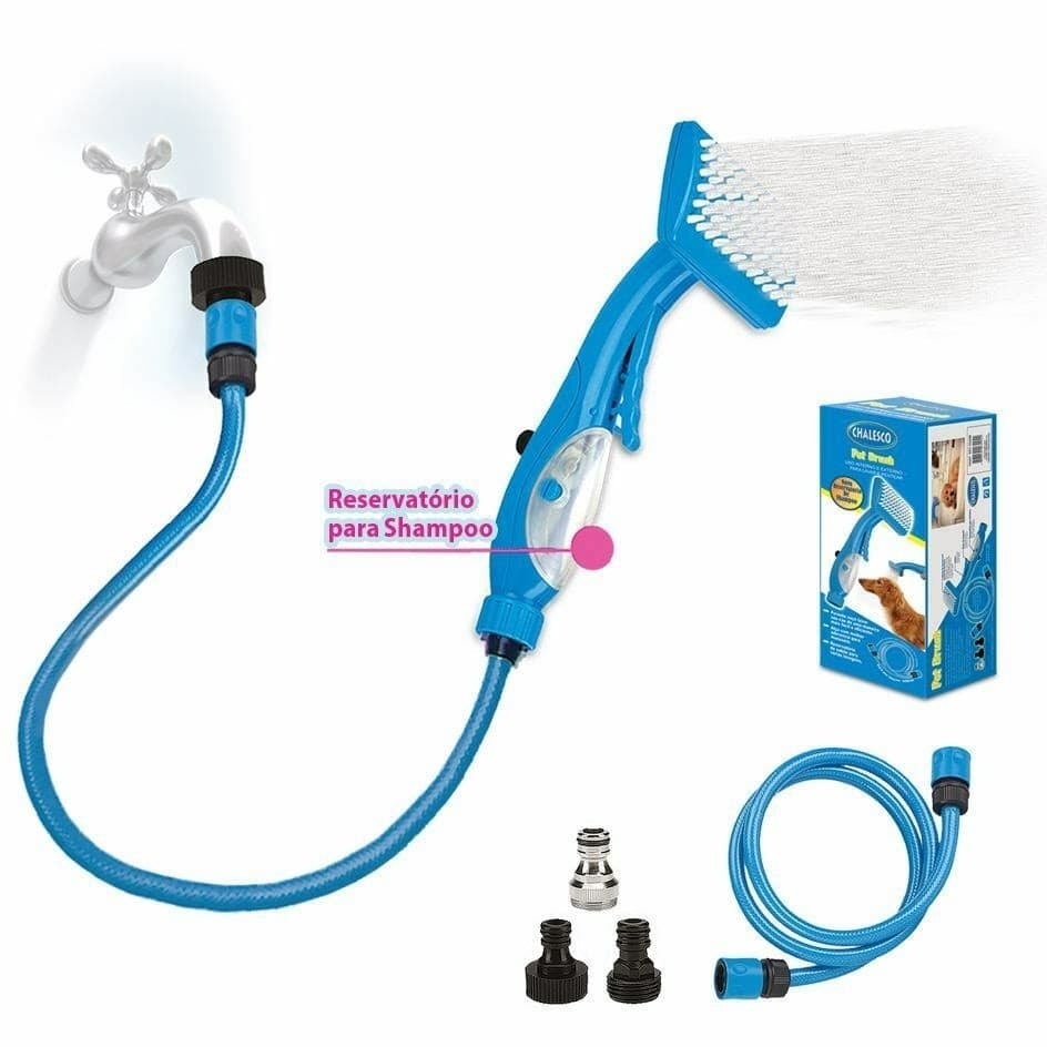 Escova Chuveiro Pet Zoom com Reservatório para Shampoo Home e Professional Care Chalesco