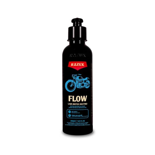 FLOW 240ML SHAMPOO PARA MOTOS RAZUX LAVA MOTOS, SHAMPOO DE MOTO NEUTRO