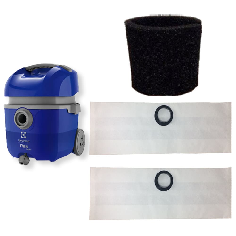 3 Saco + Filtro Permanente para Aspirador de Pó Electrolux Flex 1400