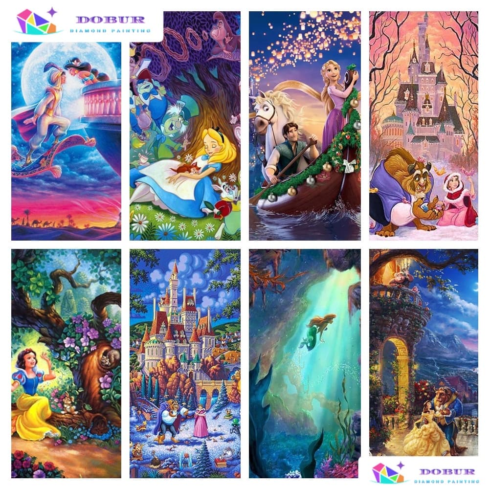 DOBUR | Pintura Diamante 5D Pintura de Diamante Conjunto De Pintura Com Diamante Disney Conto De Fadas Redondo 5D Kits P