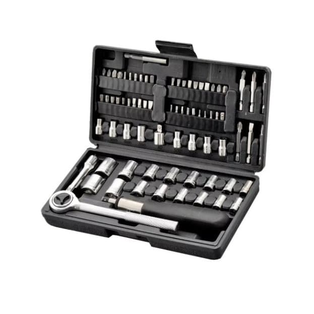 Kit Jogo De Soquete 75 Peças Chave Catraca Reversível Bits 1/4