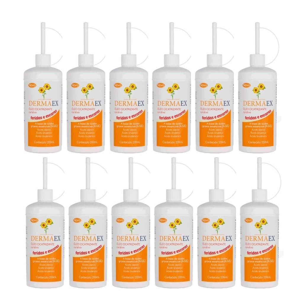 Kit c/ 12 Óleo De Girassol Dermaex 200ml Óleo Cicatrizante