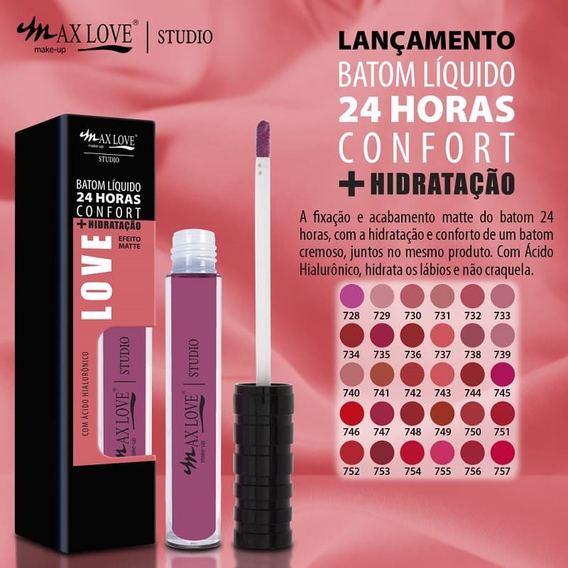 BATOM LÍQUIDO MATTE CONFORT 24 HORAS MAX LOVE