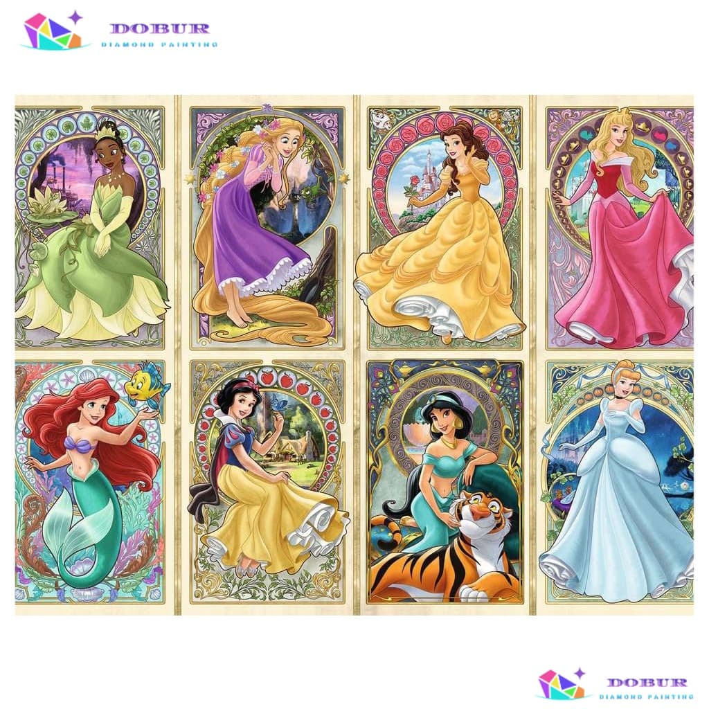 DOBUR | Pintura Diamante Conjunto De Pintura Com Diamante 5D Round/Square Disney Princess DIY Full Drill Kits Home Mosai