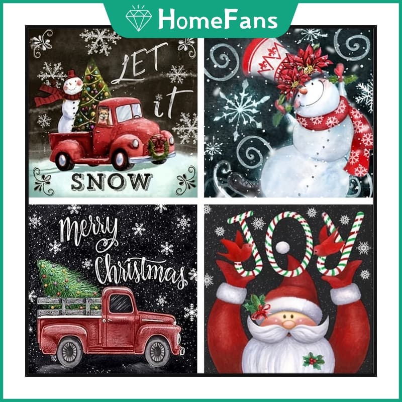 Hfsérie De Natal 5d Pintura Diamante Cheio De Sala De Estar Colar Ponto Cruz Quarto Jantar Decoração Bordado Presente