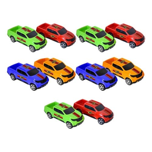 Kit 10 Brinquedos Carrinho Pikup Caminhonete Atacado Doação Brincadeira de Transporte Resistente
