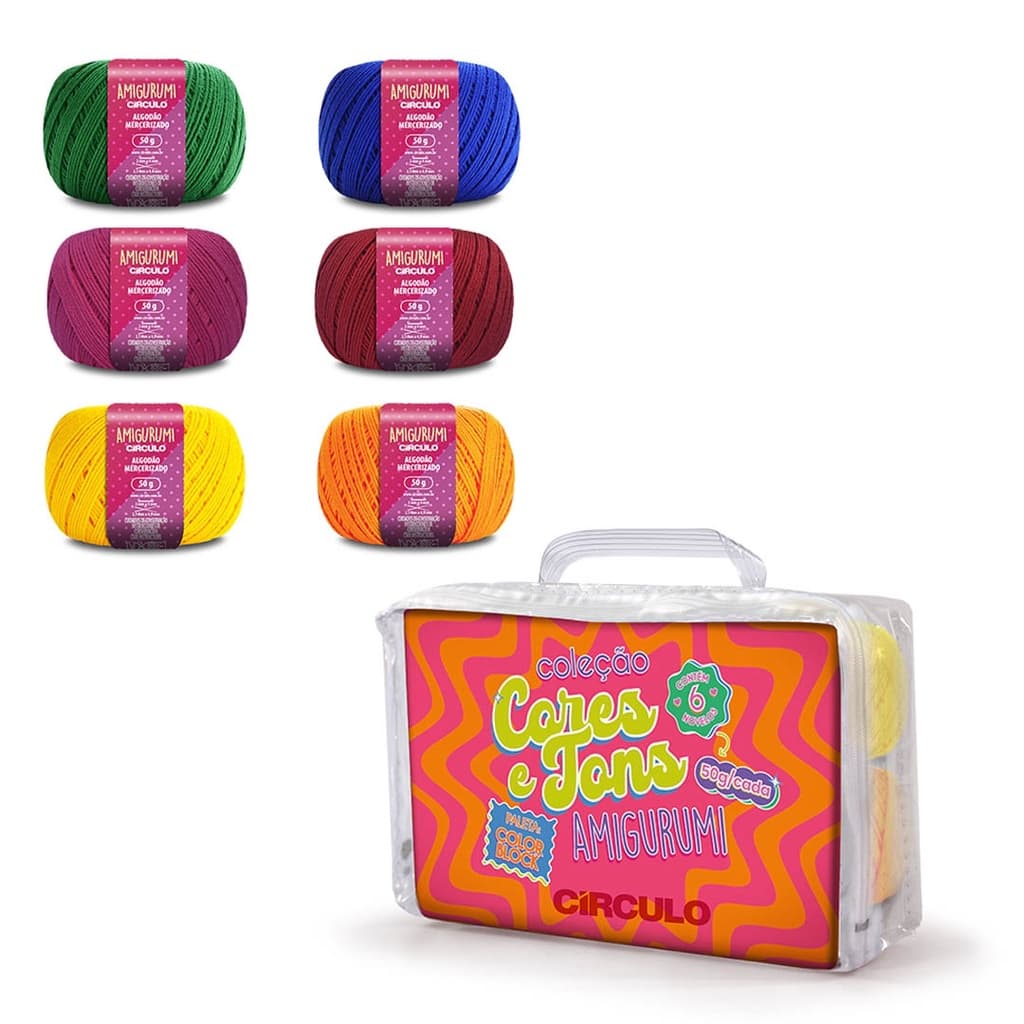 Kit Fios Amigurumi Círculo Cores E Tons Color Block Algodão Para Tricô Para Crochê Alta Qualidade