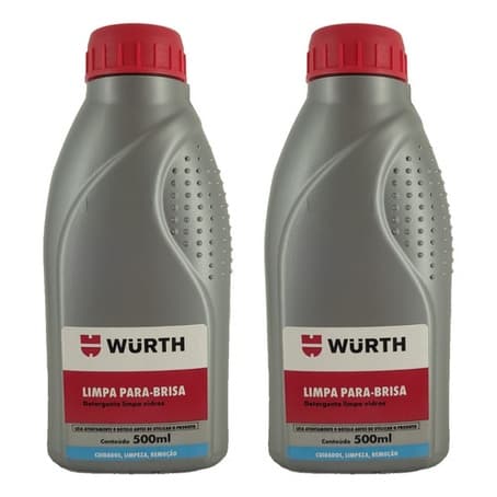 Kit 2 Limpa Para Brisa Wurth 500ml Fluido Detergente Liquido Limpeza de Parabrisa Vidro Carro Automotivo