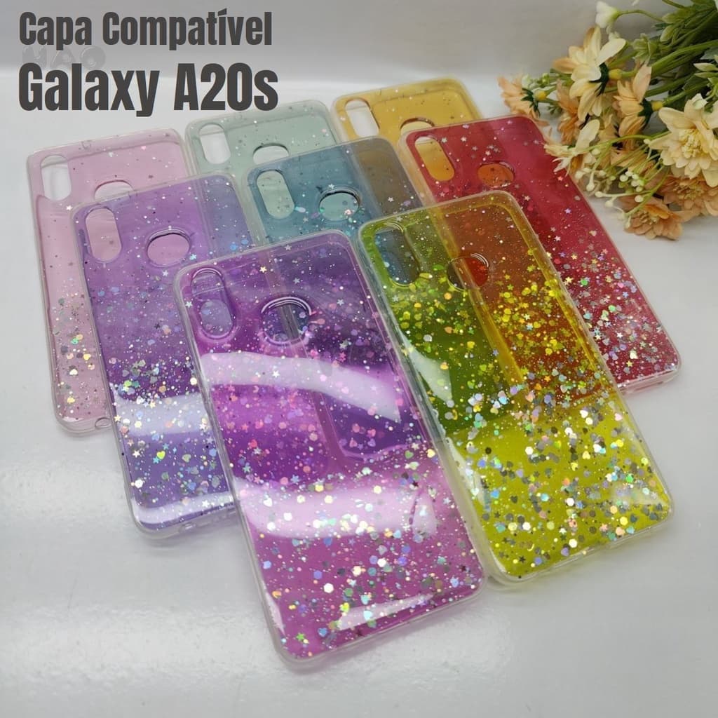 Capa Capinha de Celular Colorida brilho Para Samsung Galaxy A20s