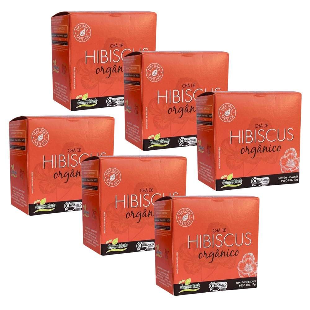 Kit 6 Hibiscus Chá Orgânico de Hibisco Campo Verde 10 sachês