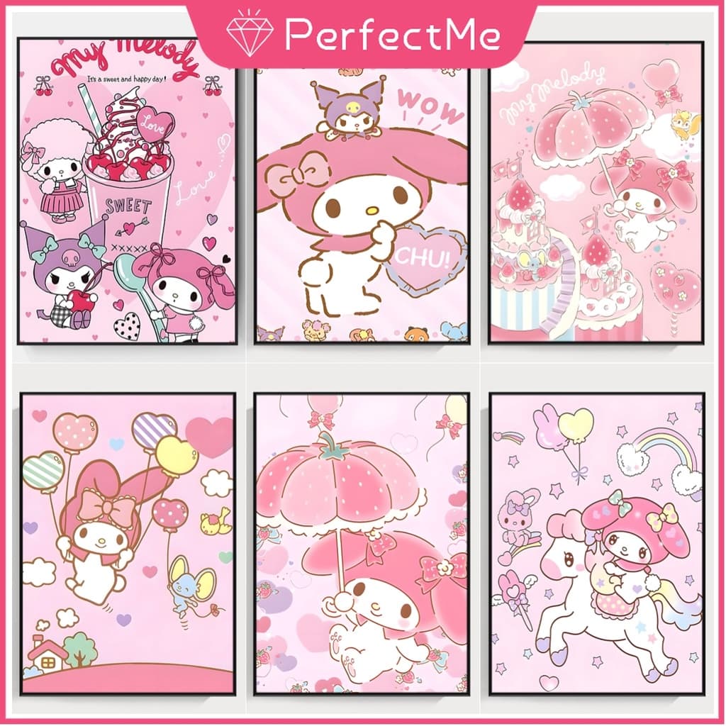 Pmpink Kuromi 5D Pintura Diamante Ponto Cruz Conjunto Completo De Diamantes Acrílico Redondo Para Decoração De Casa 30x4