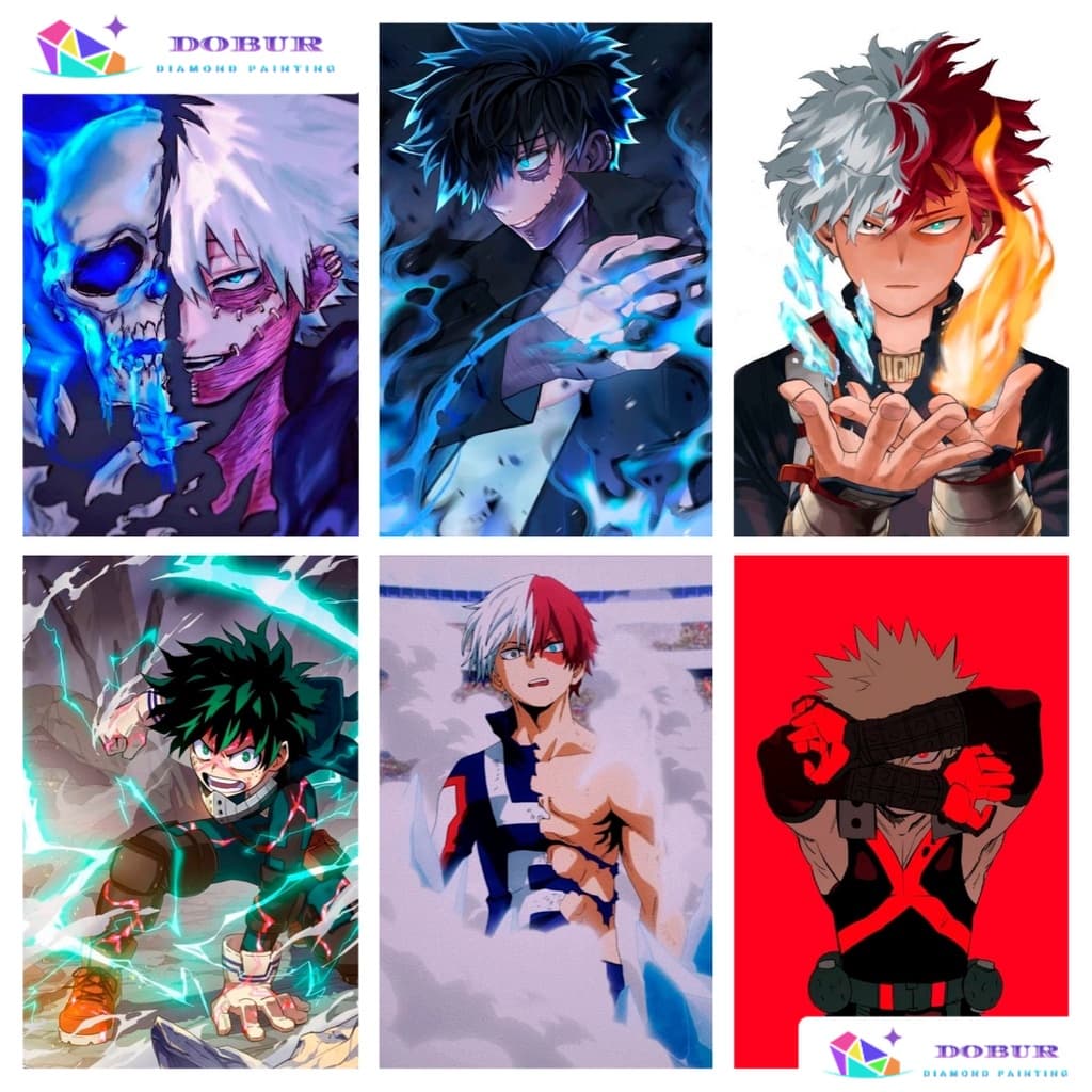 Conjunto De Pintura De Diamante 5D Redondo Anime Boku No Hero DIY Broca Completa Com Kits Numéricos Casa Mosaico Lona De