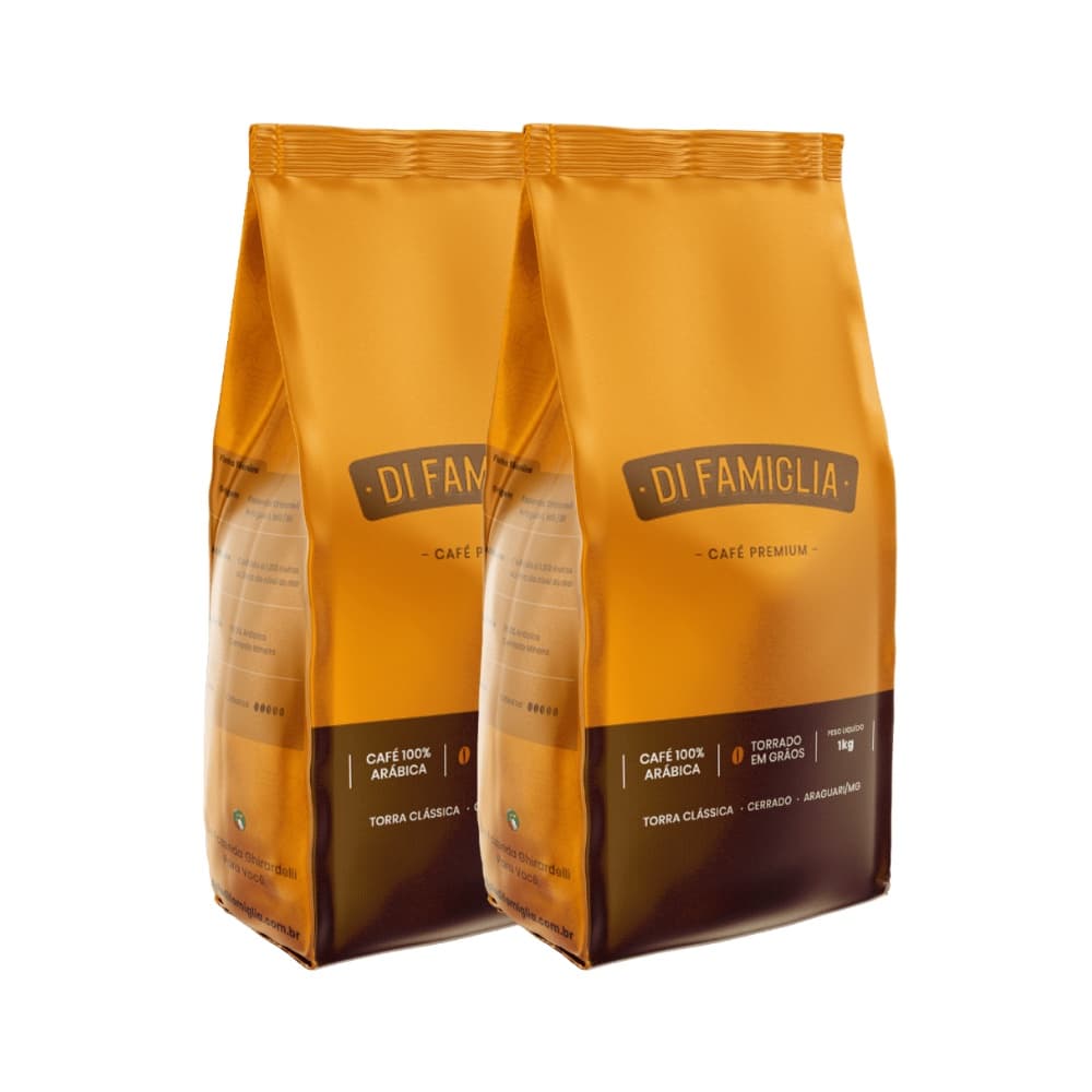 Café Especial - Café 100% Arábica em Grãos Di Famiglia Torra Média Pack Econômico (2x1kg) 2kg