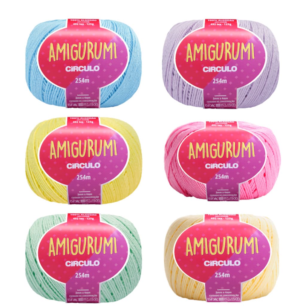 Kit Coleção Cores E Tons Amigurumi 254m 125g Crochê e Tricô