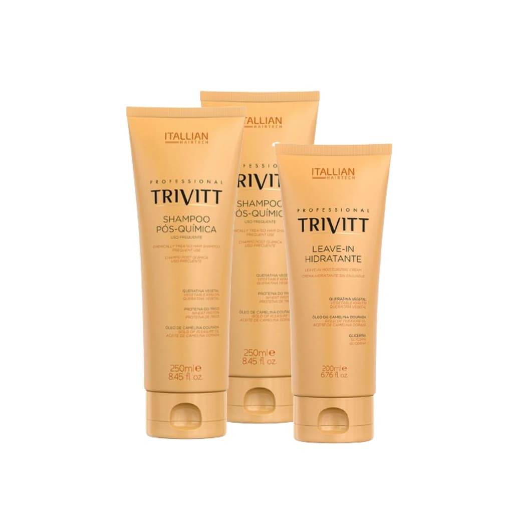 Kit 02 Shampoo Pós Química 250ml + Leave-in Hidratante 200ml Trivitt