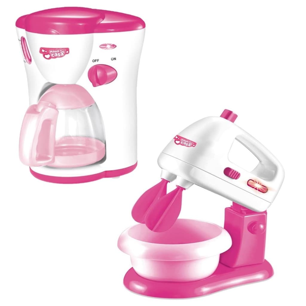 Cafeteira Expresso Infantil Com Luz e Sai Água + Batedeira