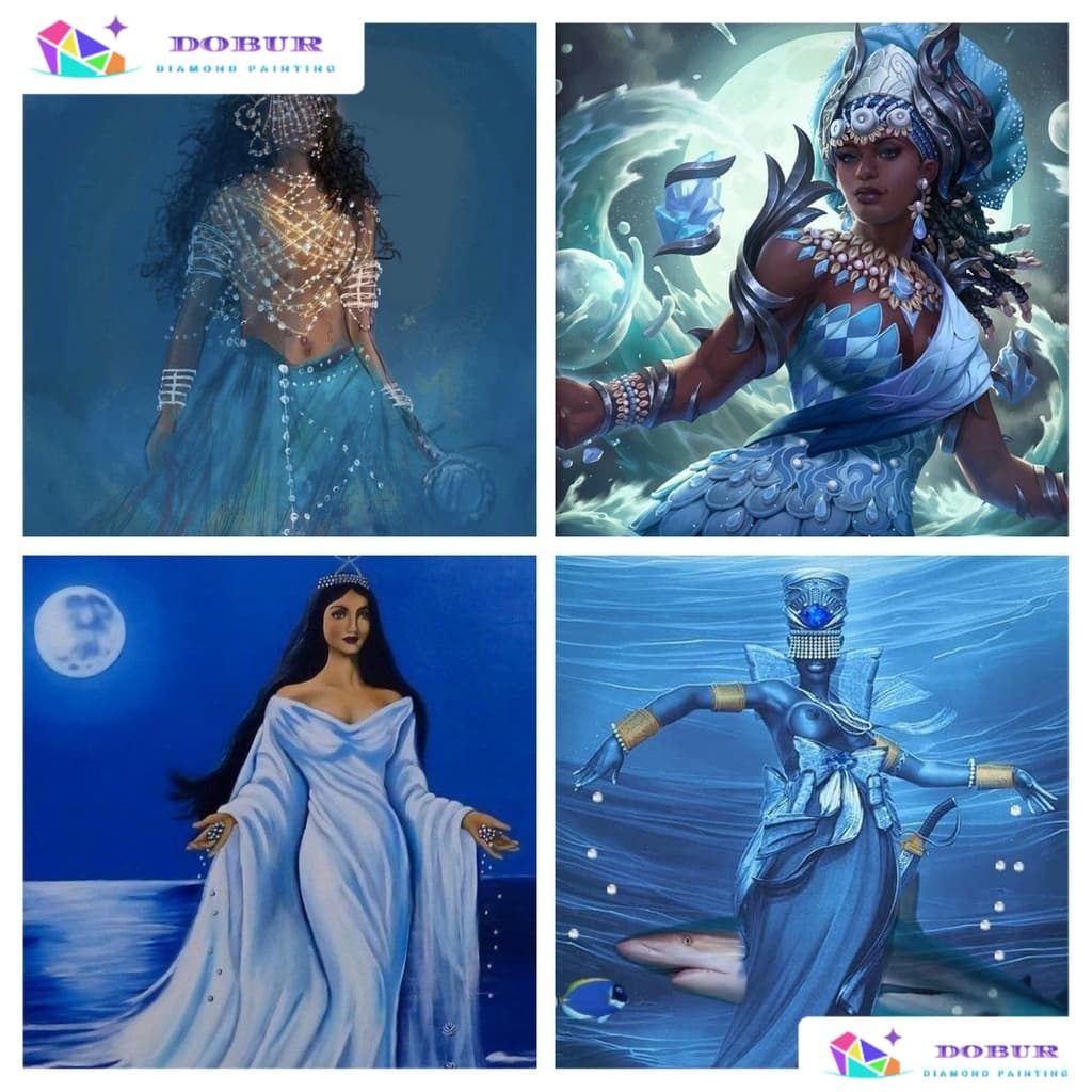 DOBUR | Kit De Pintura Com Diamante Redondo/Quadrado iemanja Furadeira Completa 5D Decoração De Parede Artesanato De Bri