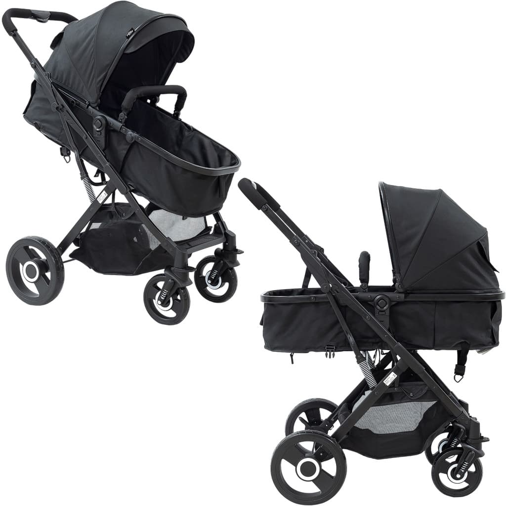 Carrinho de Bebe Moises Reversivel Reclinavel Passeio Capota Protecao Solar Cinto 5 Pontos Travel