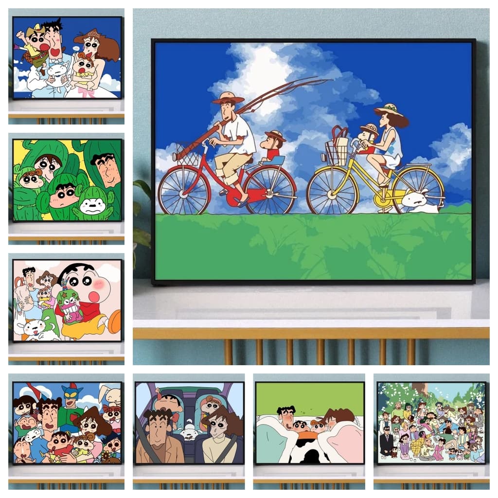 Pmcartoon Crayon Shin-chan 5D Pintura Diamante Ponto Cruz Conjunto Completo De Diamantes Acrílico Redondo Para Decoração