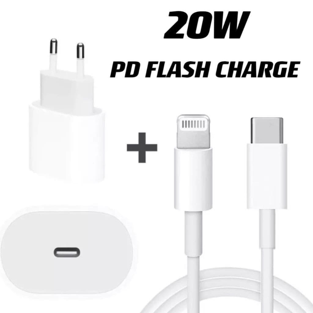 Kit Carregador Para iPhone Fonte + Cabo 20w PD Turbo Rapido Tipo C Lightning