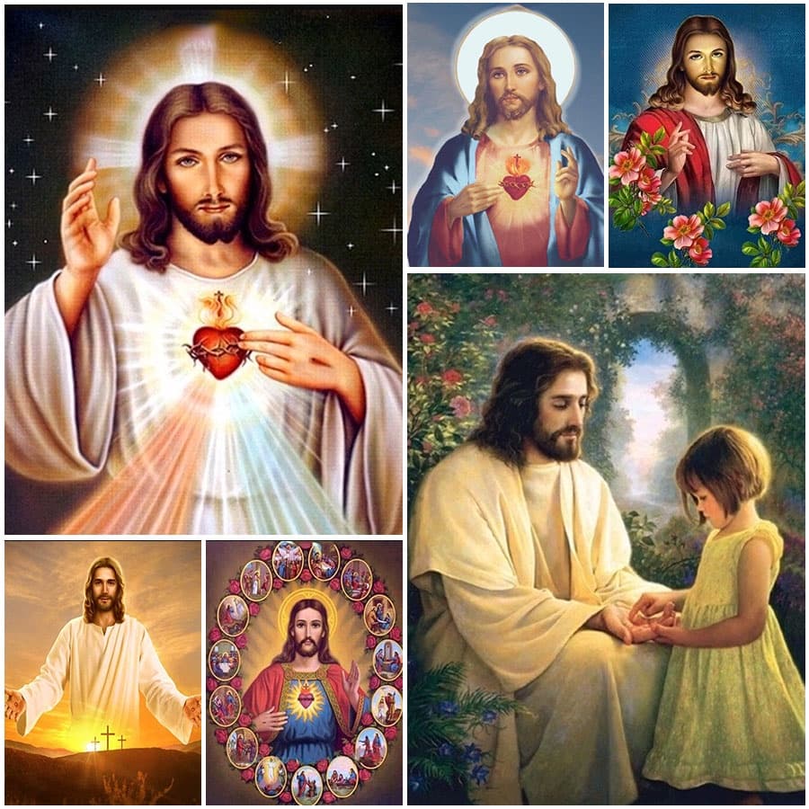 Pintura Com Diamante 5D Rubik's Cube Round Diamond DIY Feito À Mão Religião Jesus Autocolante Decoração De Sala De Estar De Quarto