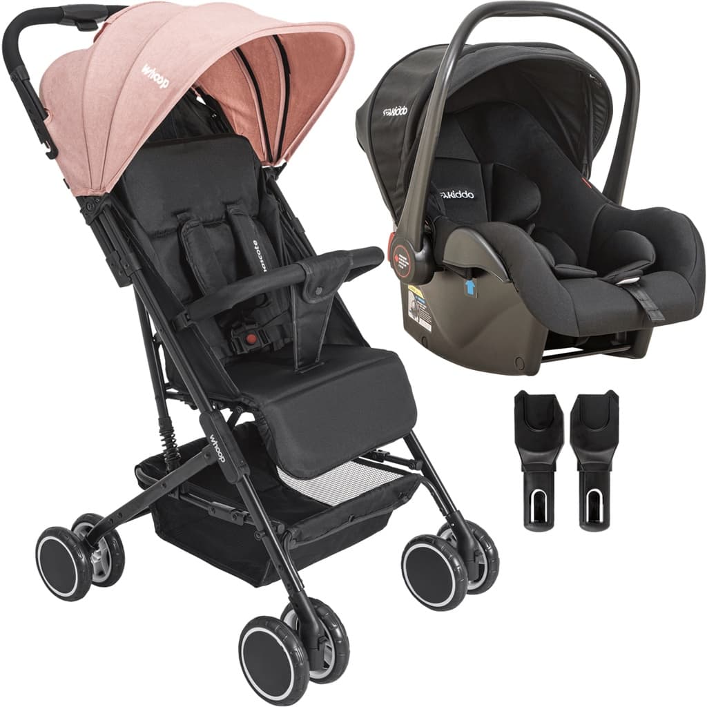 CARRINHO DE BEBE PASSEIO MASCOTE E BEBÊ CONFORTO ROSA - KIDDO