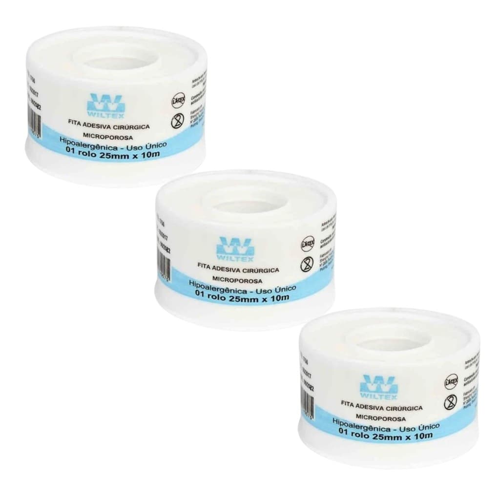 Kit 3 Fita Microporosa Branca 2,5m X 10m - Wiltex