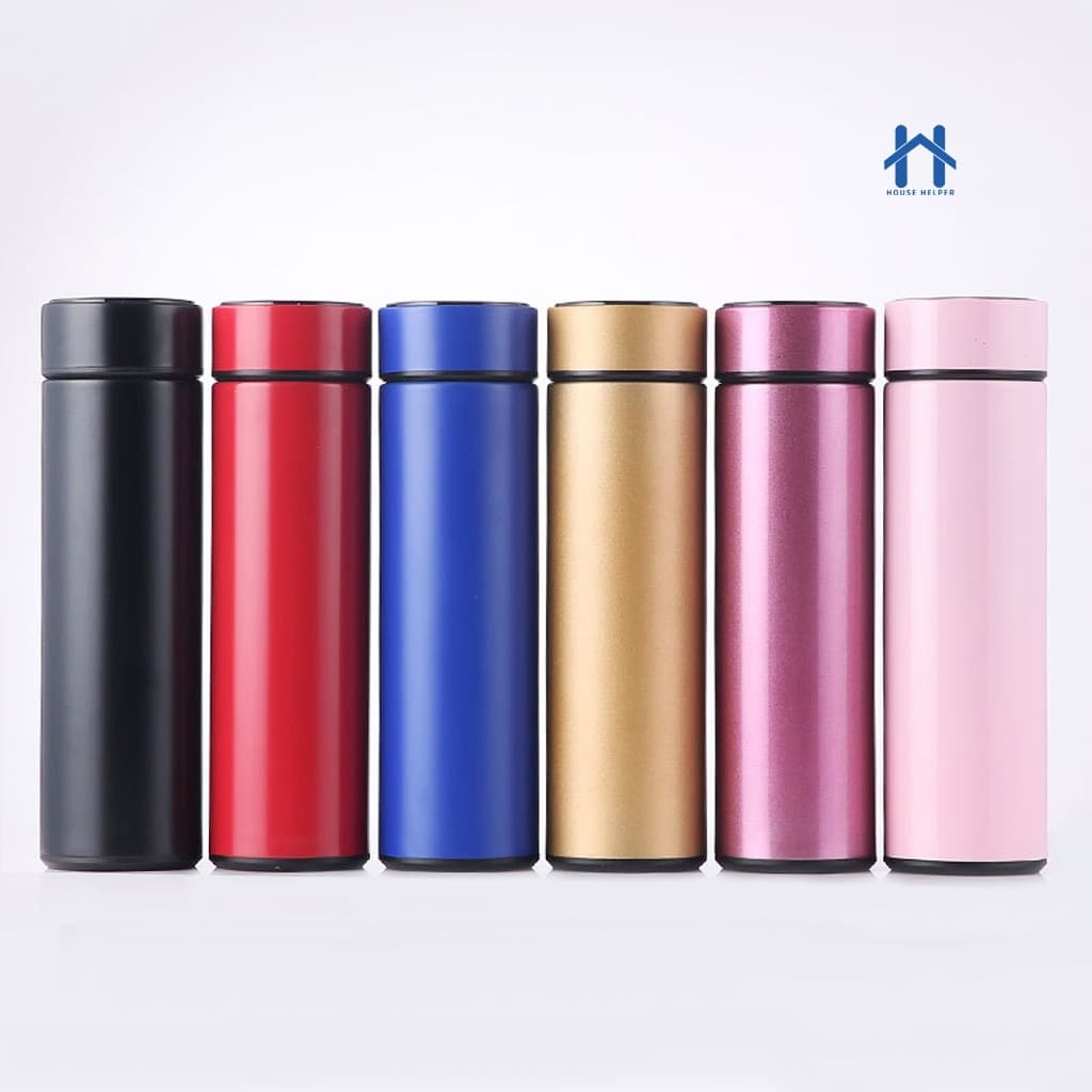 Garrafa Termica 500ML Com Termometro Digital Led Quente ou Frio em Aço Inox 304 Bela Casa Garrafa