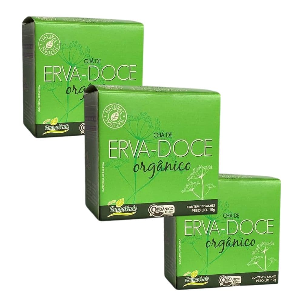 Kit Erva Doce Funcho Chá Orgânico Campo Verde 30 sachês