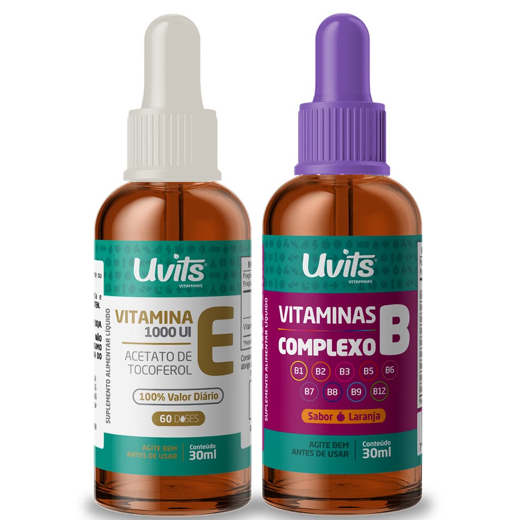 Kit Vitamina E Liquida Gotas 30ml + Vitaminas Complexo B 30ml - Uvits