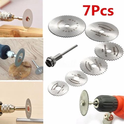 Kit 7 Mini Serra Circular Para Retífica e Parafusadeira Corta Madeira Alumínio PVC Metal Papelão