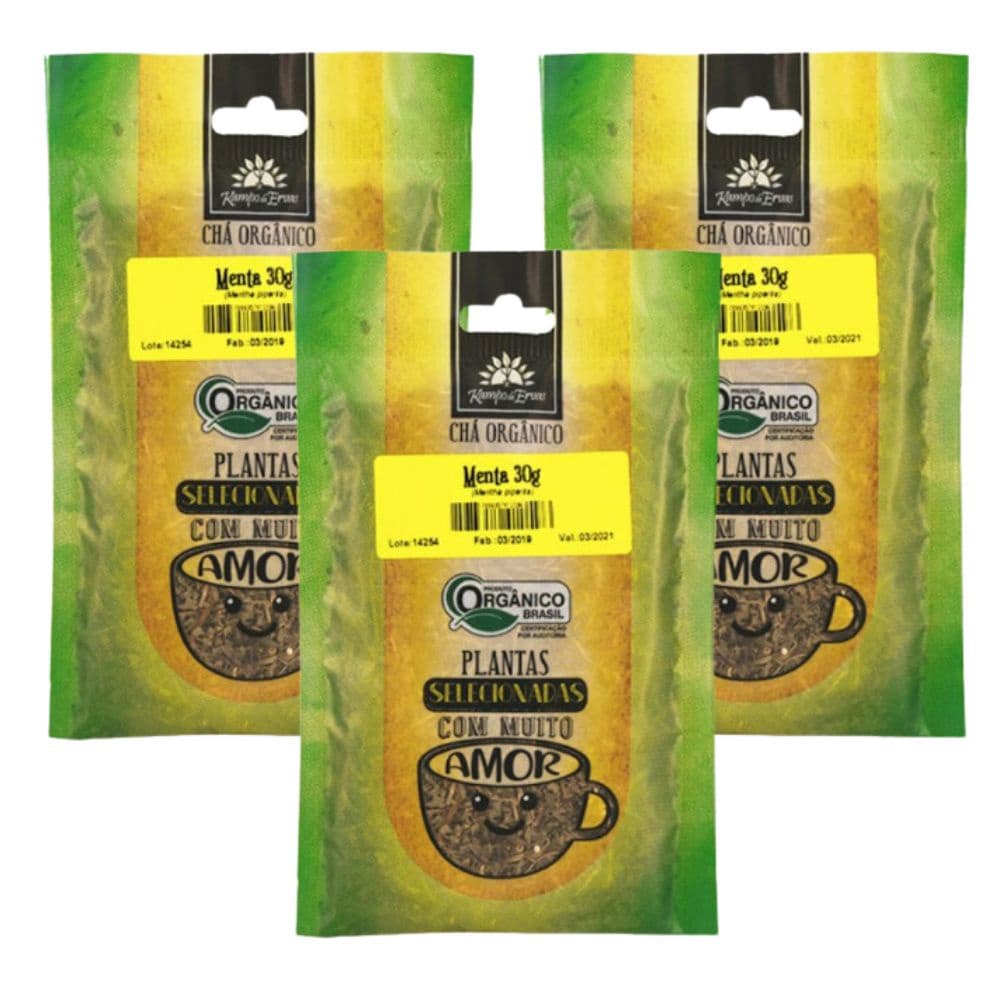 Kit 3 Menta Inglesa Piperita erva Orgânico Hortelã Pimenta  3 und com 30g cada Kampo de Ervas