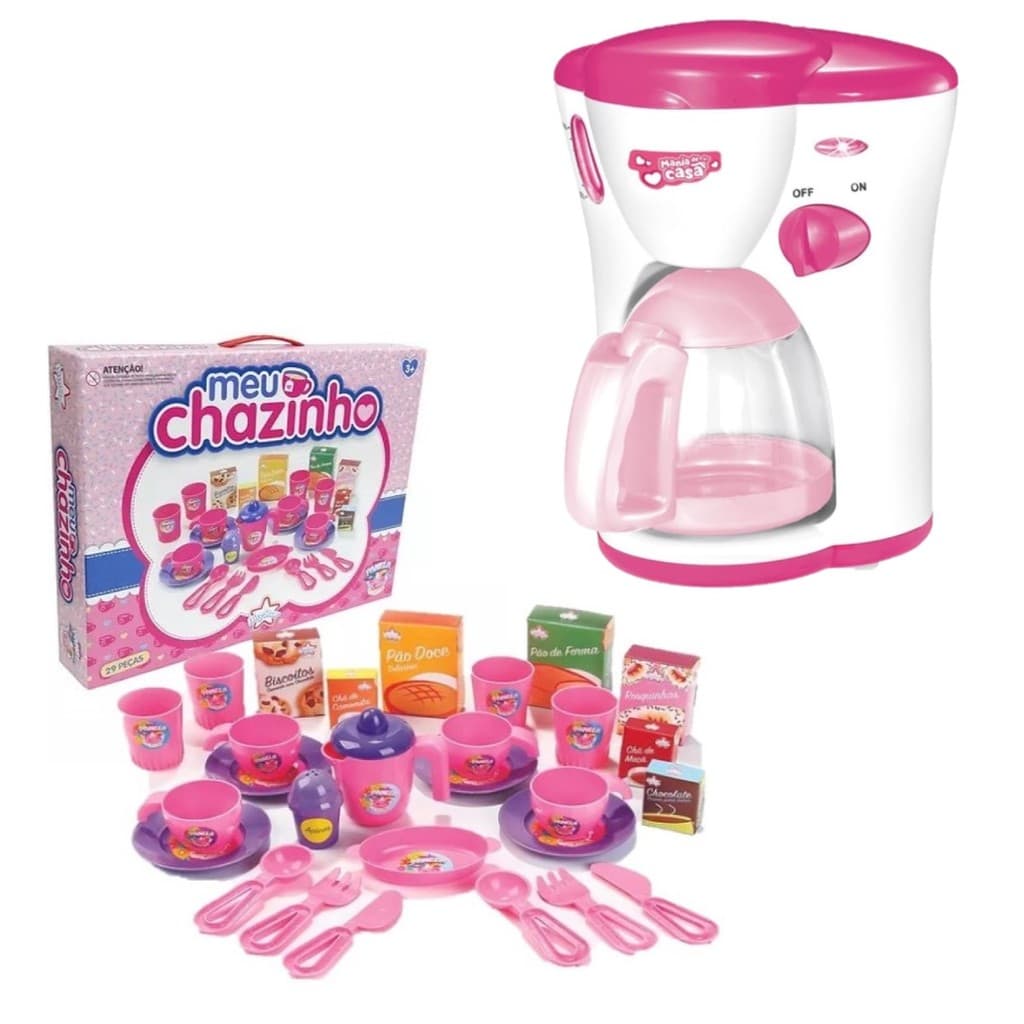 Cafeteira Expresso Infantil Com Luz e Sai Água +Meu Chazinho