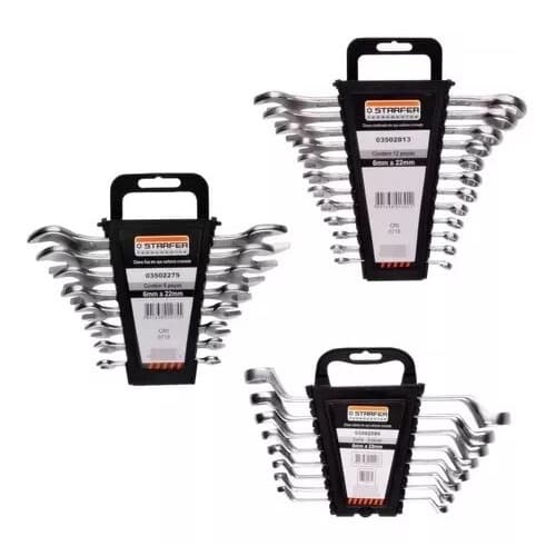 Jogo Chave Boca 6 a 22mm Combinada Estrela e Fixa Starfer 28pçs Ferramentas Kit Completo Uso Geral