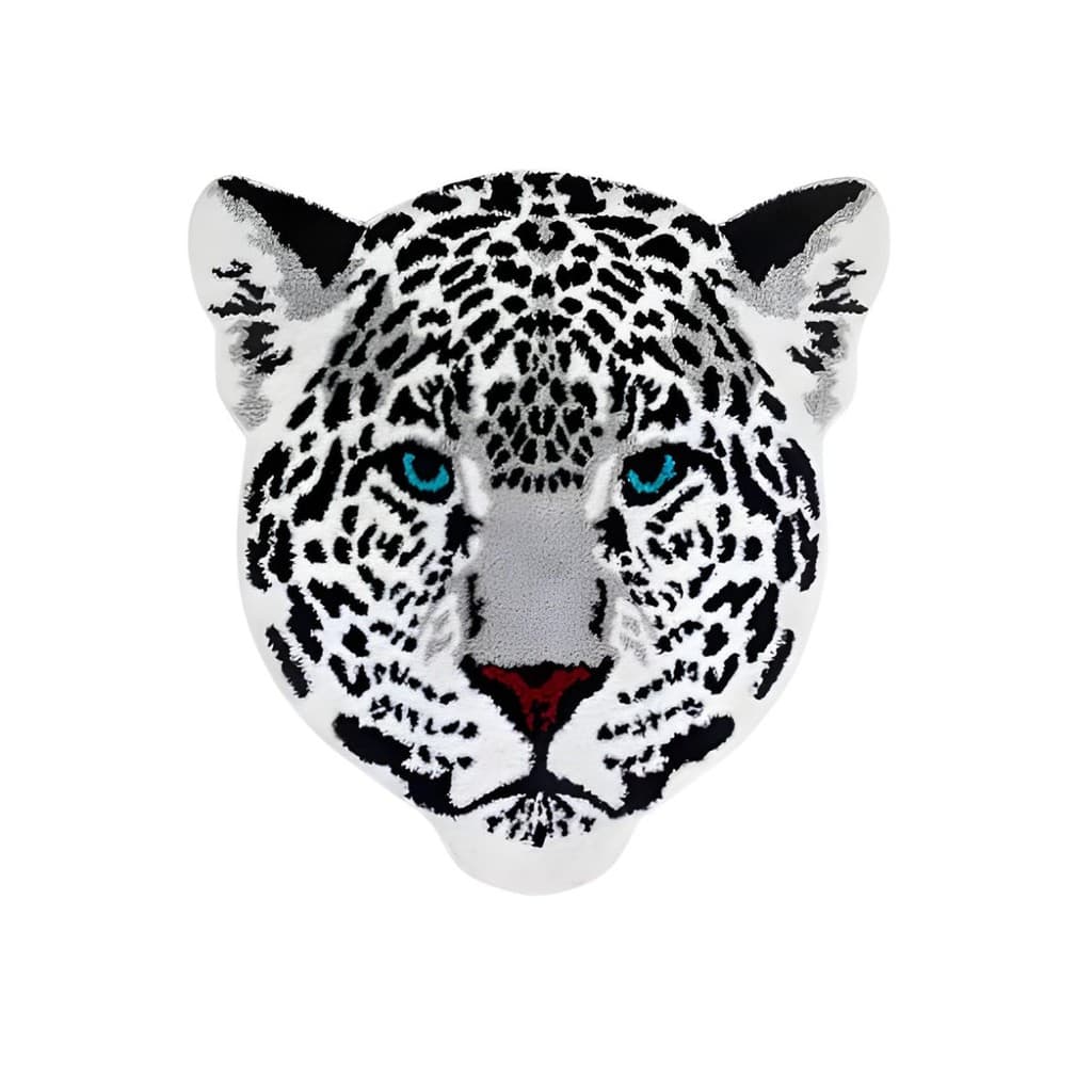 Tapete Decorativo Leopardo Branco 85x85cm Antiderrapante Sala, Quarto e Escritório