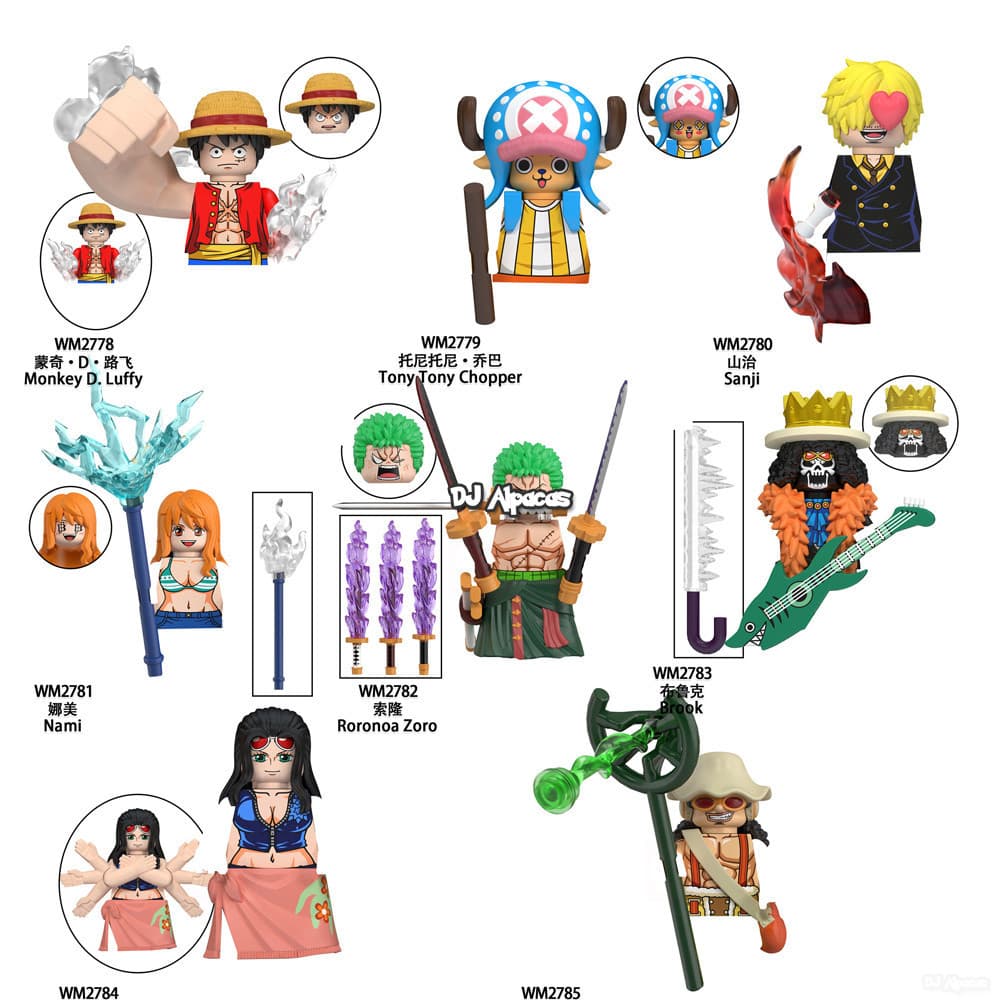 Blocos de Montar Lego - One Piece - Boneco Luffy Zoro Sanji Chopper Minifiguras