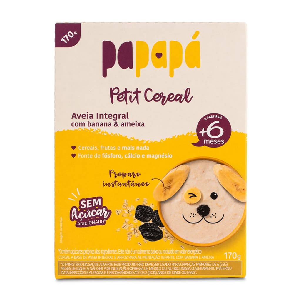 Cereal Infantil Papapá Aveia Banana Ameixa Sem Açúcar 170g