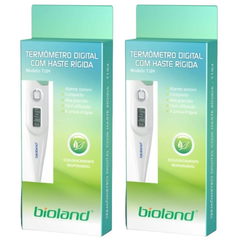 Kit 2 Termômetro Clínico Digital Haste Rígida T104 - Bioland