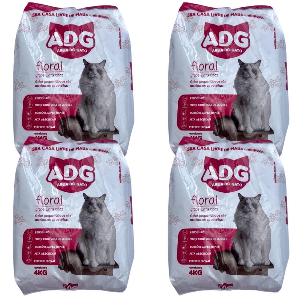 Kit 04 Uni Areia Sanitária Para Gatos 4kg Areia Para Gato Perfumada