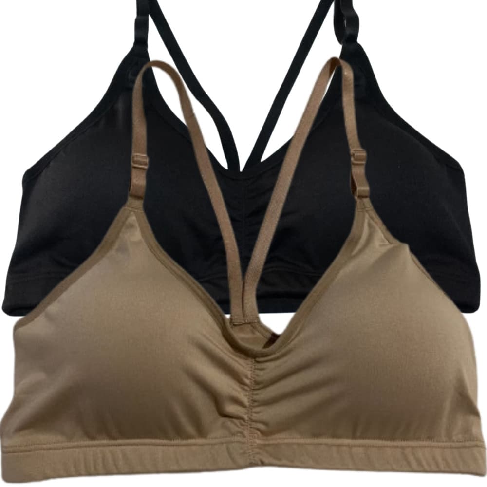 Kit 2 Top Academia Feminino Com Bojo Removível Sutiã Fitness Alça Fina Liso Treino Conforto