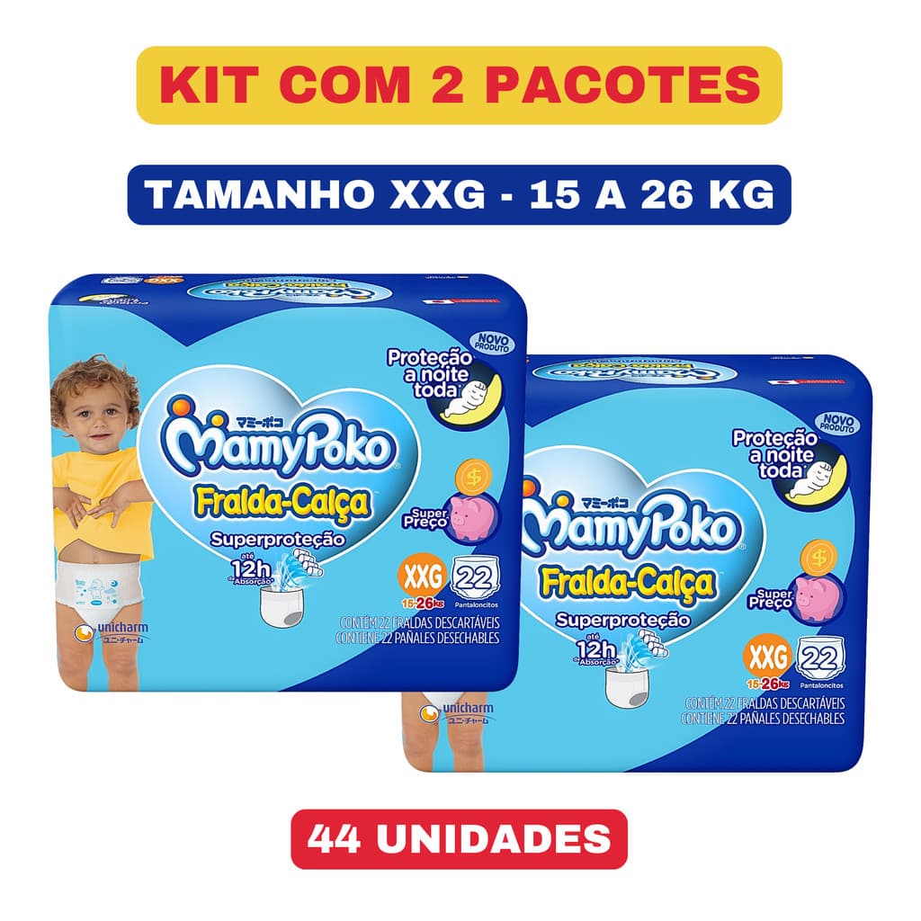 Kit c/ 2 pacotes Fralda Calça Descartável MamyPoko Superproteção XXG