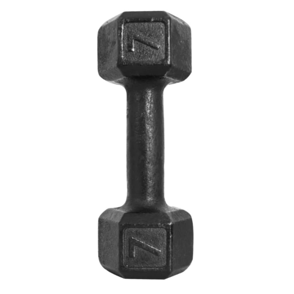 1 Halter Sextavado de 7kg Pintado Preto Ferro Fundido Exercícios Em Casa e Academia