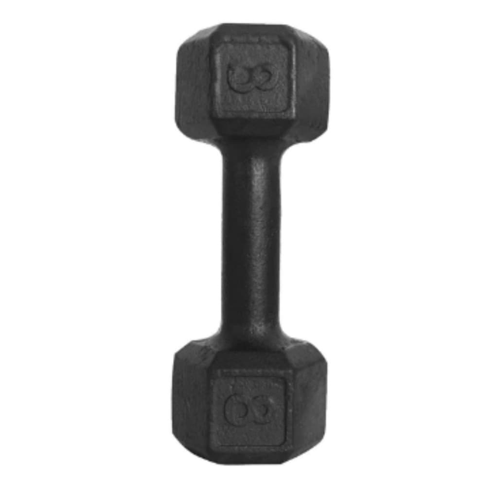 1 Halter Sextavado de 8kg Pintado Preto Ferro Fundido Exercícios Em Casa e Academia