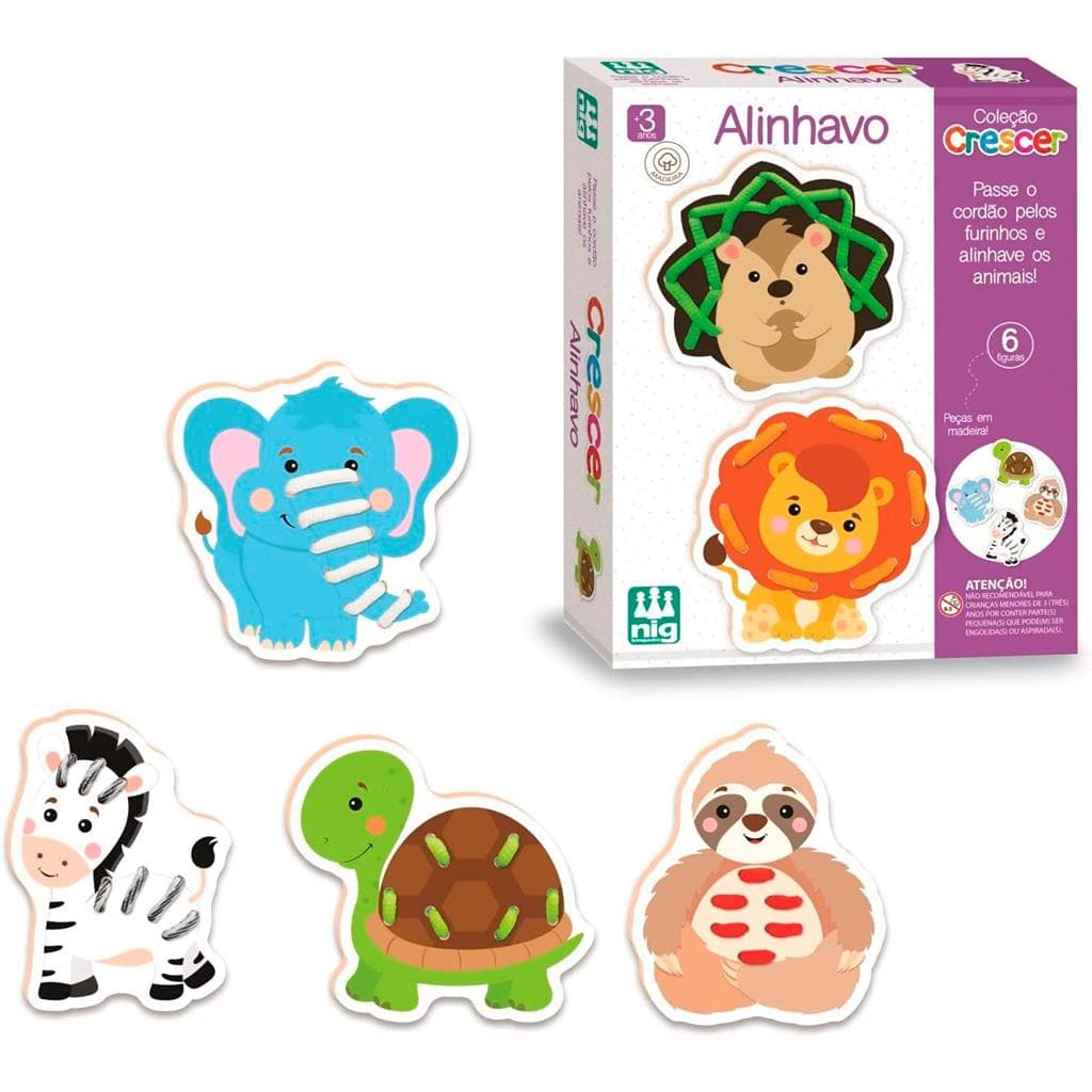 Alinhavo Brinquedo Educativo De Madeira Pedagogico Colecao Crescer Divertido - Nig Brinquedos