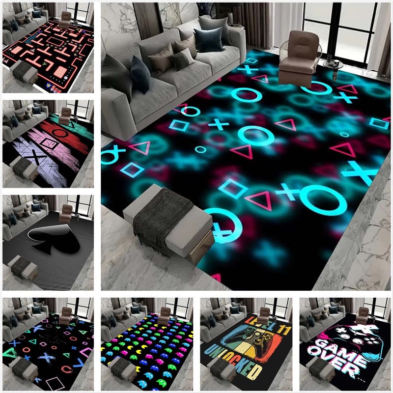Controlador De Videogame Impresso Em Tapete De Tamanho Grande , Para Sofá De Sala De Estar Decoração De Quarto De Menino , Absorção De Água E Antiderrapante , Personalizável3