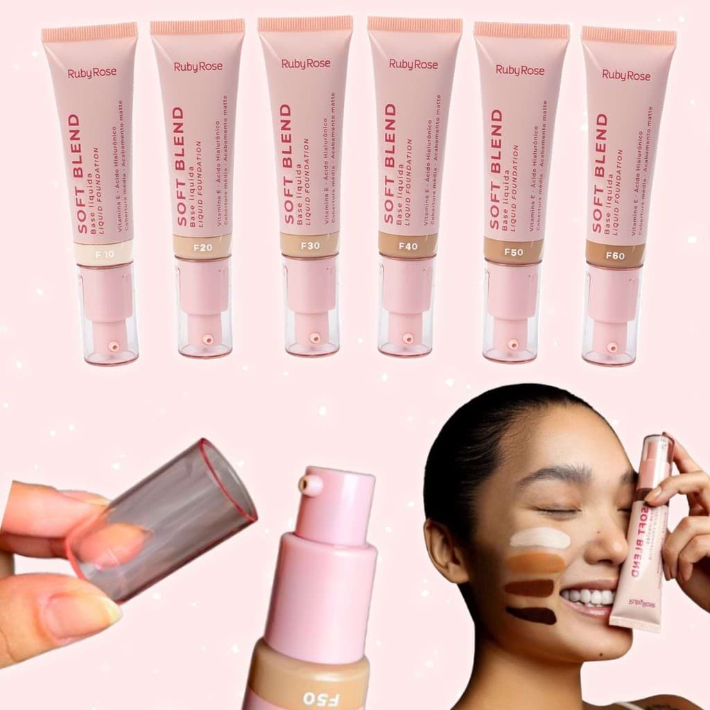 Base Ruby Rose Soft Blend Líquida Facial Acabamento Matte