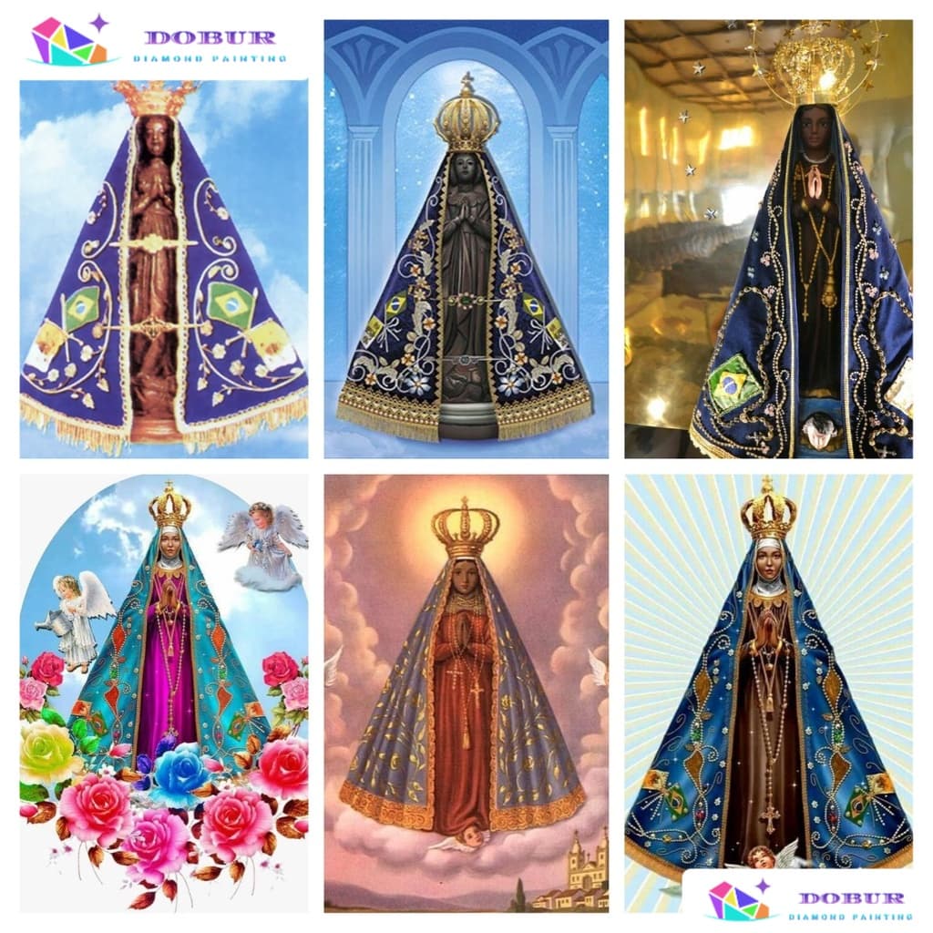DOBUR | Kit De Pintura Com Diamante Redondo/Quadrado Nossa Senhora Da Aparecida Furadeira Completa 5D Decoração De Pared